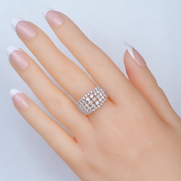 ⚡ Round Gems Hollow Full Around Zircon Beautiful Eternity Rings for Wome… - Picture 6 of 6